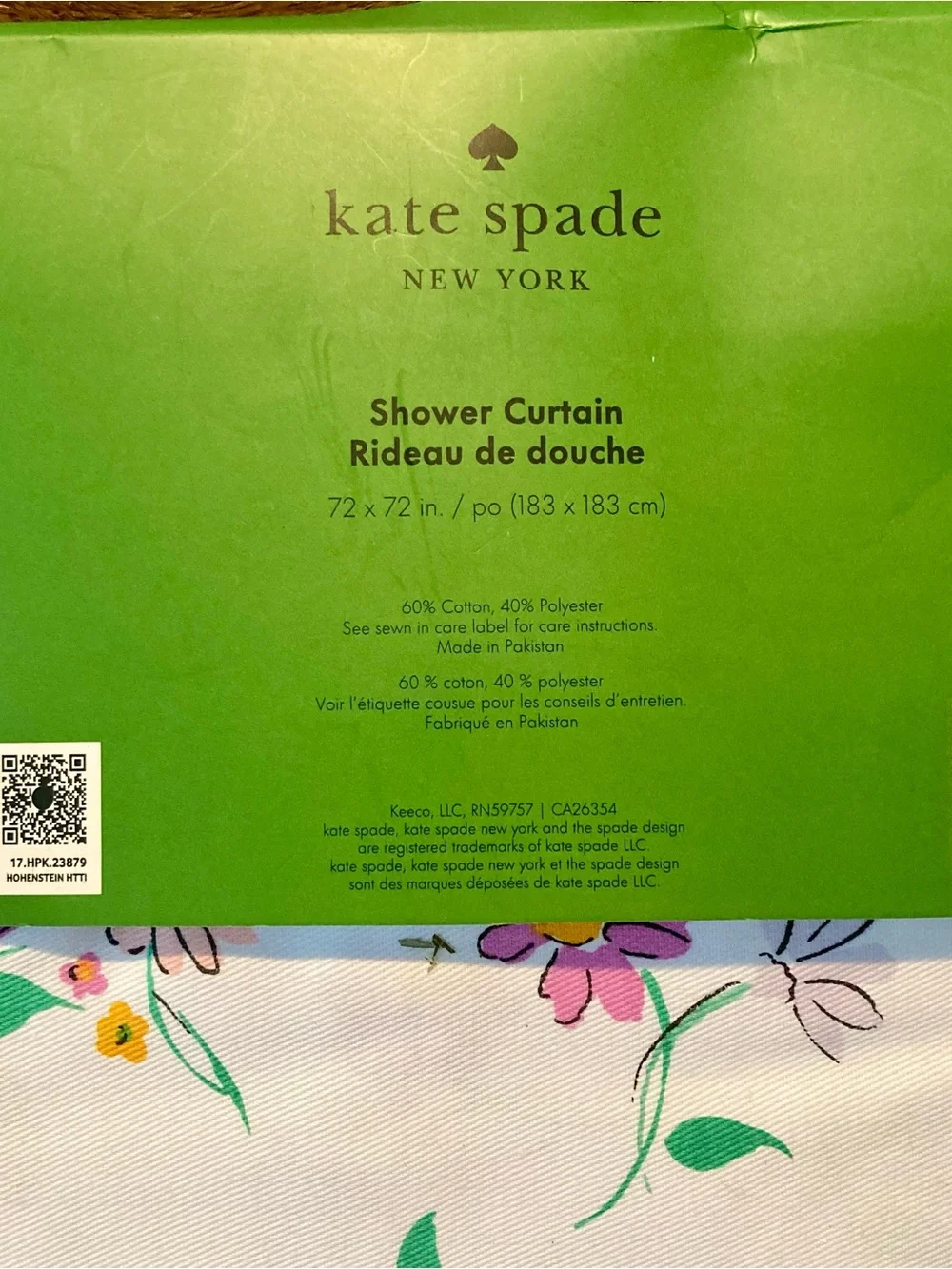 New with tags- Kate Spade New York 72” x 72” “dreamy daisy” shower curtain